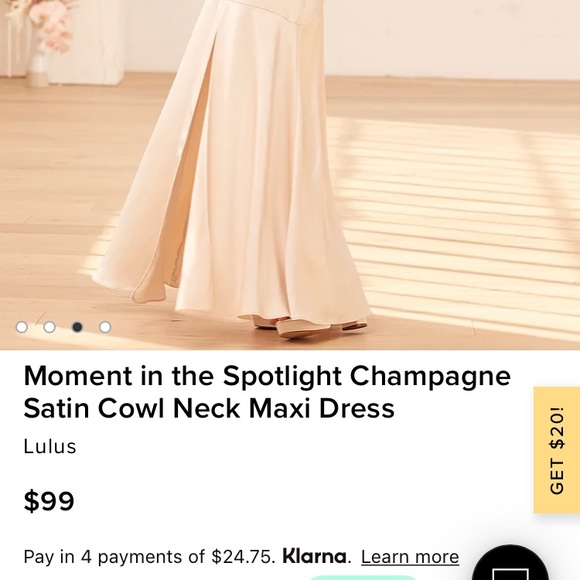 Lulus Moment in the Spotlight Champagne Cowl neck dress - Picture 4 of 10